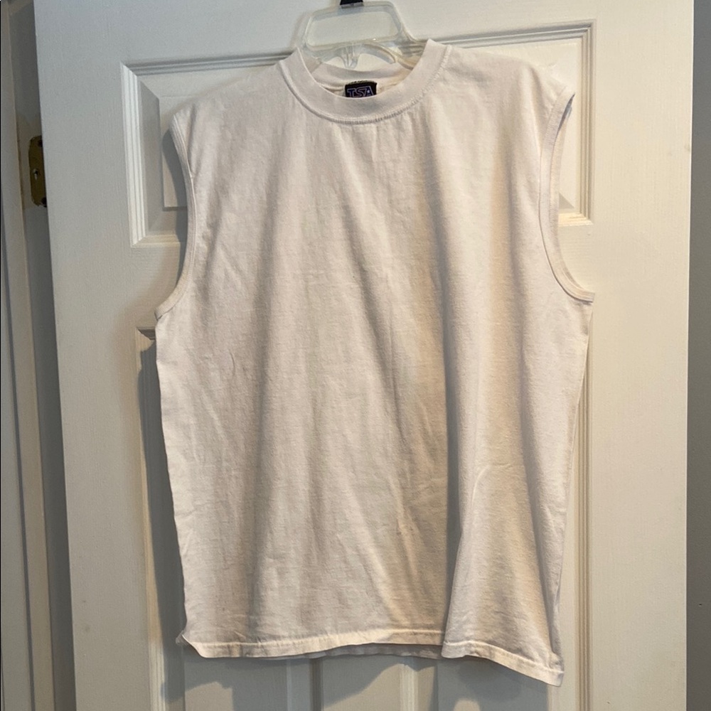 TSA white mens tank Large